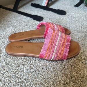 Aldo Pink Textured Slide Sandals